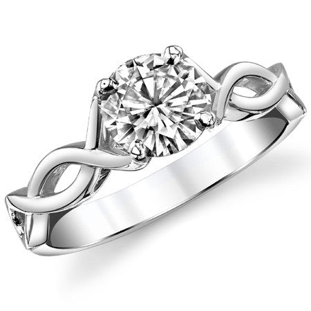Round Brilliant Moissanite Twisted Solitaire Ring