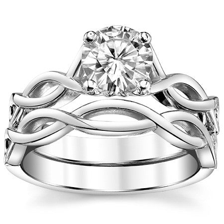 Round Brilliant Moissanite Twisted Solitaire Ring
