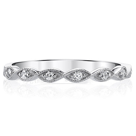 Scalloped Milgrain Stackable Moissanite Band