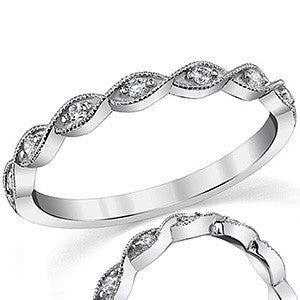 Scalloped Milgrain Stackable Moissanite Band