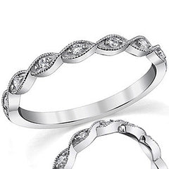 Scalloped Milgrain Stackable Moissanite Band