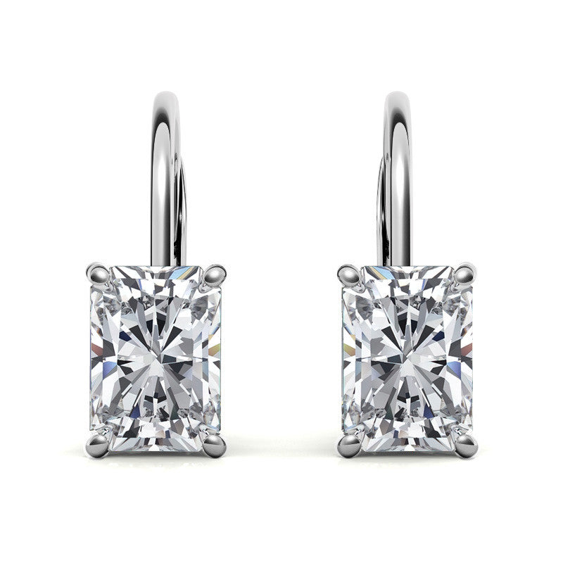 Emerald/Radiant Moissanite Basket Leverback Earrings