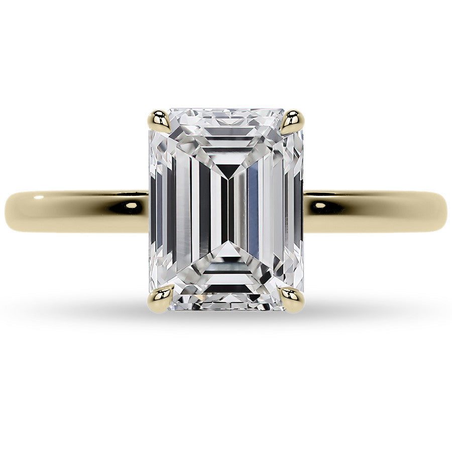 Emerald/Radiant 4-Prong Hidden Halo Moissanite Engagement Ring
