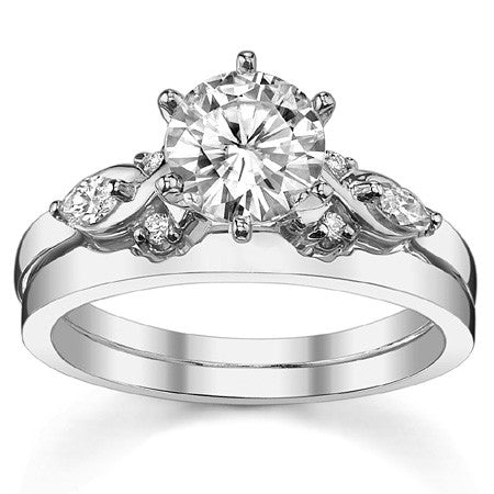 Round and Marquise Moissanite Woven Style Engagement Ring Setting