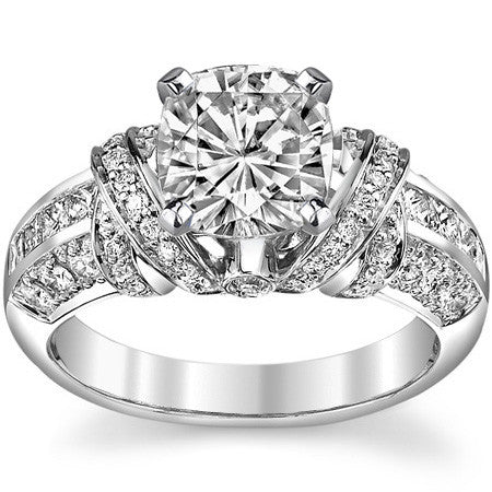 Wide Band Moissanite Engagement Ring