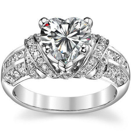 Wide Band Moissanite Engagement Ring