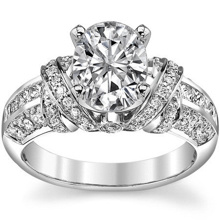 Wide Band Moissanite Engagement Ring