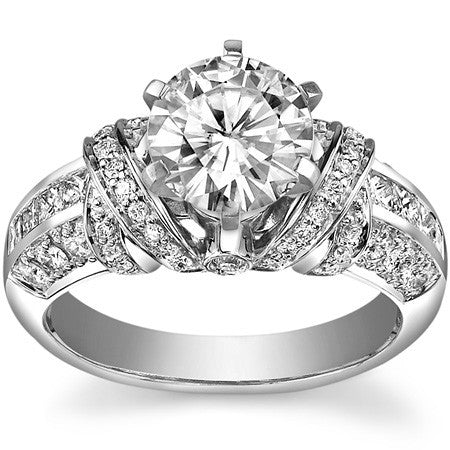 Wide Band Moissanite Engagement Ring