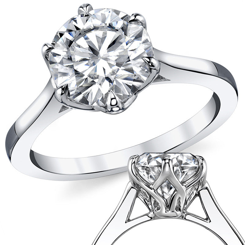 Round HA Cathedral Moissanite Solitaire with Woven Head