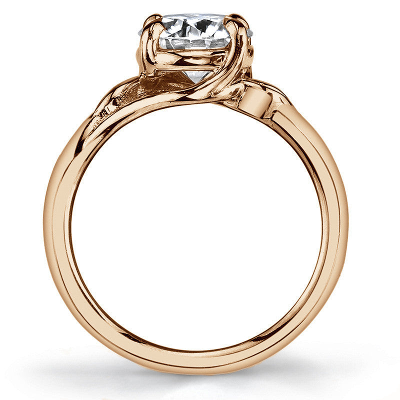 Round Bypass Floral Accent Moissanite Solitaire Ring