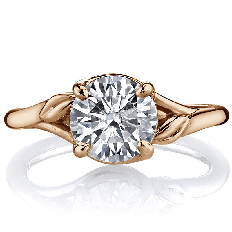Round Bypass Floral Accent Moissanite Solitaire Ring