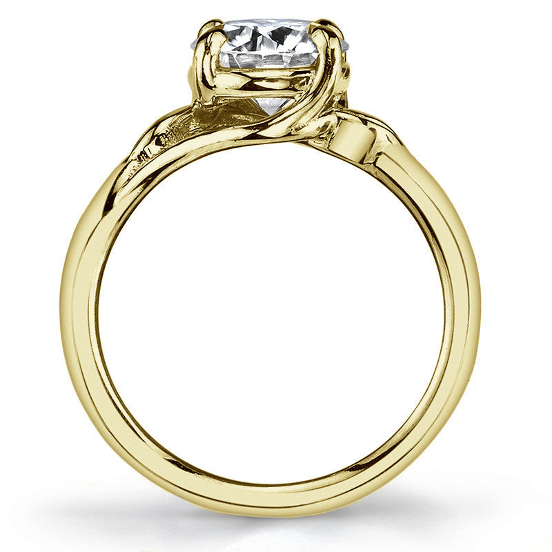 Round Bypass Floral Accent Moissanite Solitaire Ring