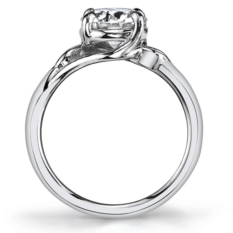 Round Bypass Floral Accent Moissanite Solitaire Ring
