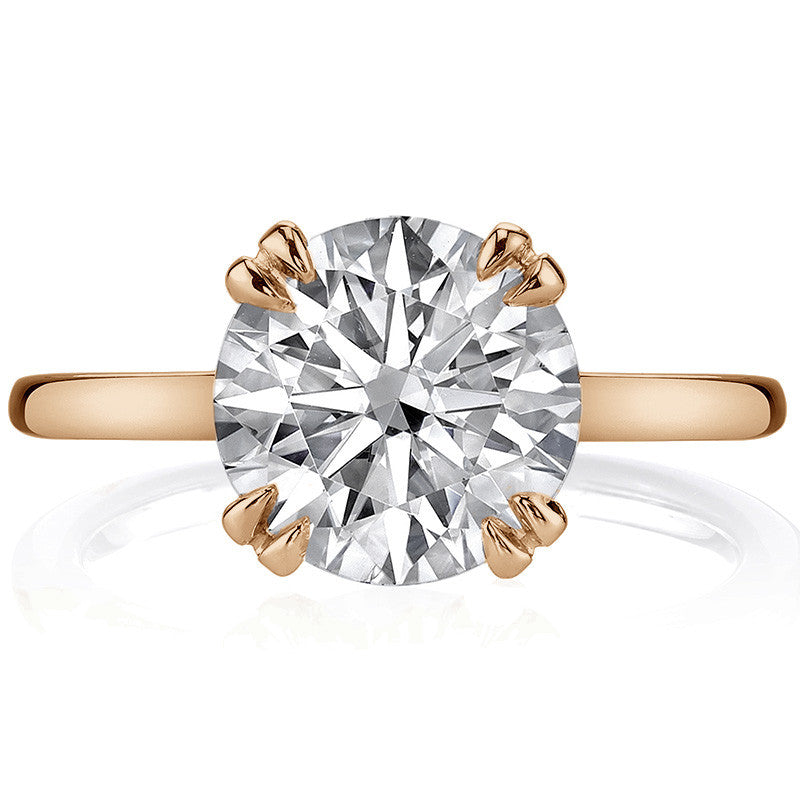 Round Brilliant Moissanite Solitaire Ring with Double Prongs