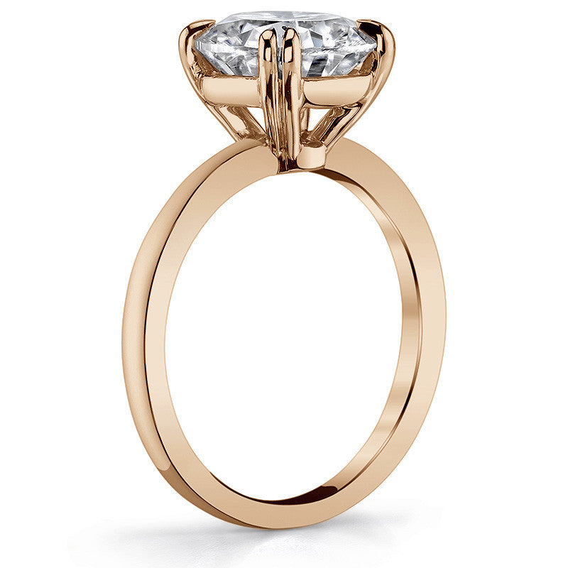 Round Brilliant Moissanite Solitaire Ring with Double Prongs