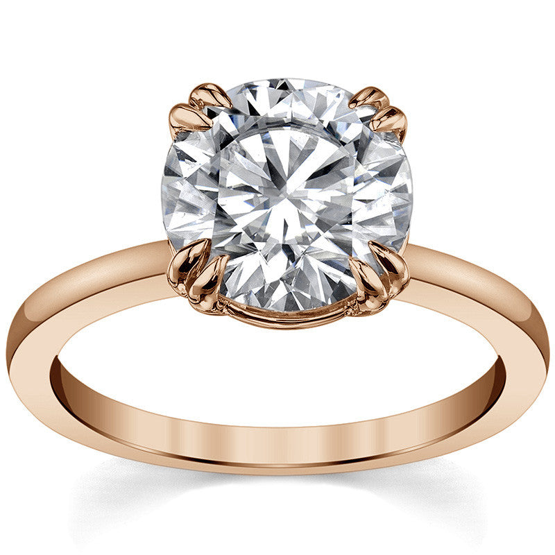 Round Brilliant Moissanite Solitaire Ring with Double Prongs