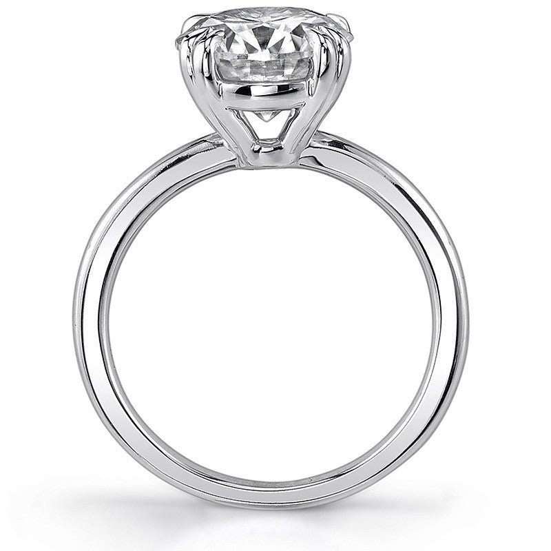 Round Brilliant Moissanite Solitaire Ring with Double Prongs