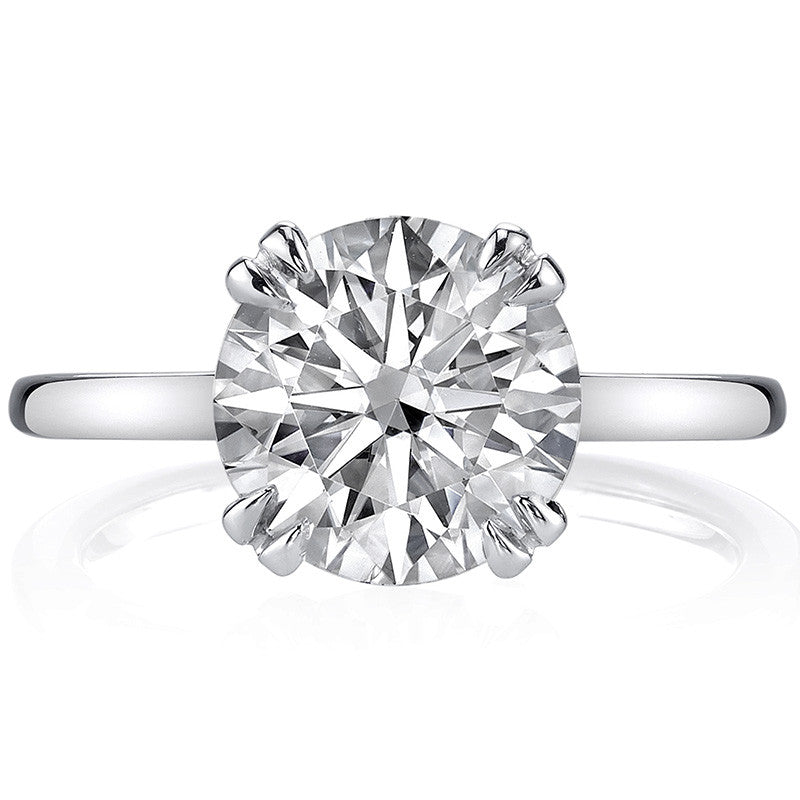 Round Brilliant Moissanite Solitaire Ring with Double Prongs