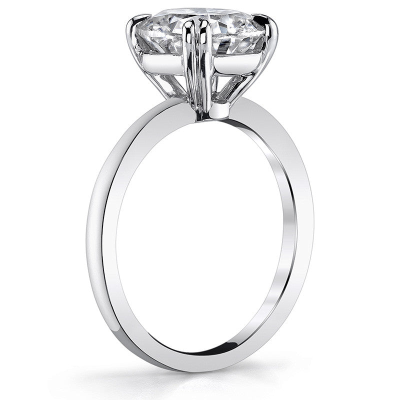 Round Brilliant Moissanite Solitaire Ring with Double Prongs