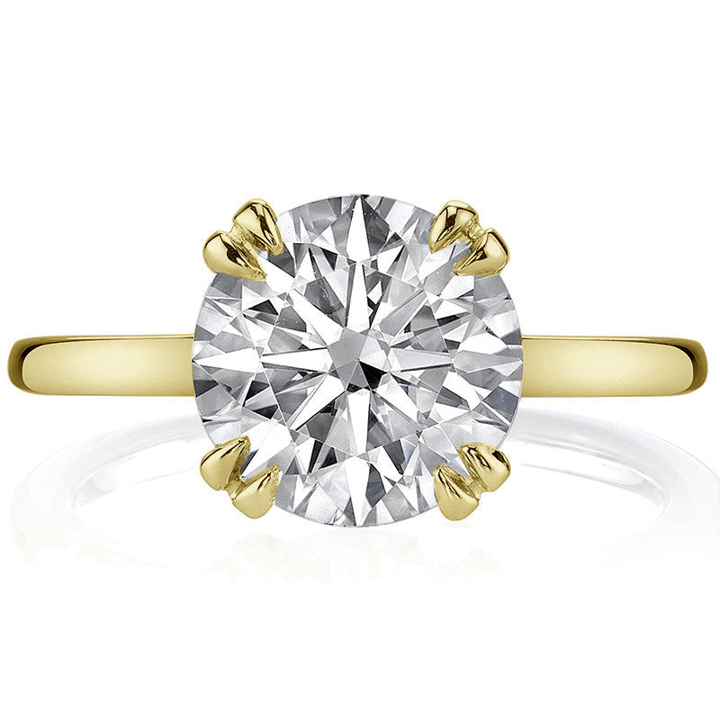Round Brilliant Moissanite Solitaire Ring with Double Prongs