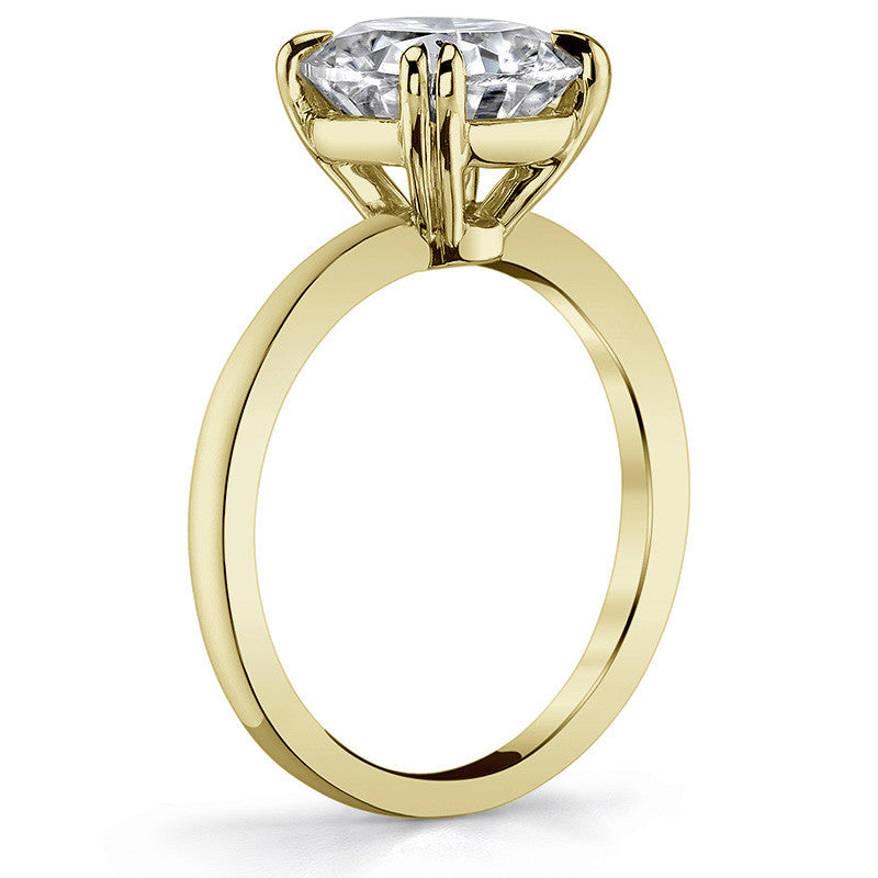 Round Brilliant Moissanite Solitaire Ring with Double Prongs