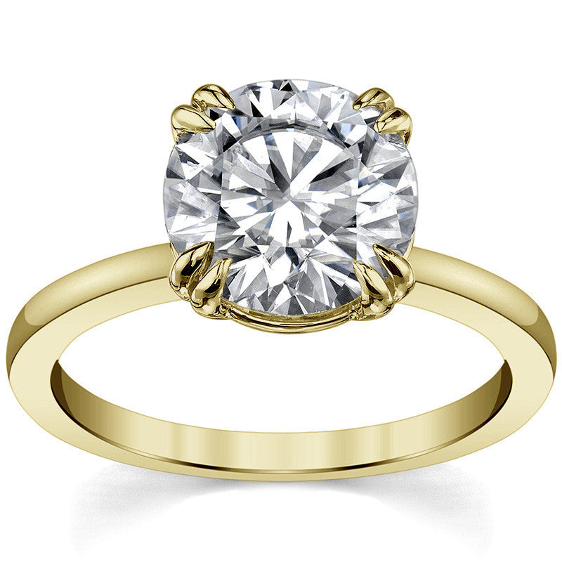 Round Brilliant Moissanite Solitaire Ring with Double Prongs