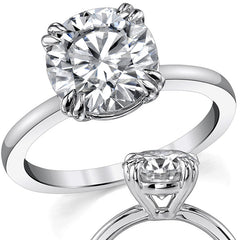 Round Brilliant Moissanite Solitaire Ring with Double Prongs