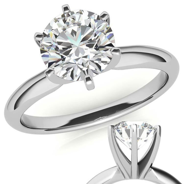 6-Prong Round Brilliant Moissanite Solitaire Ring