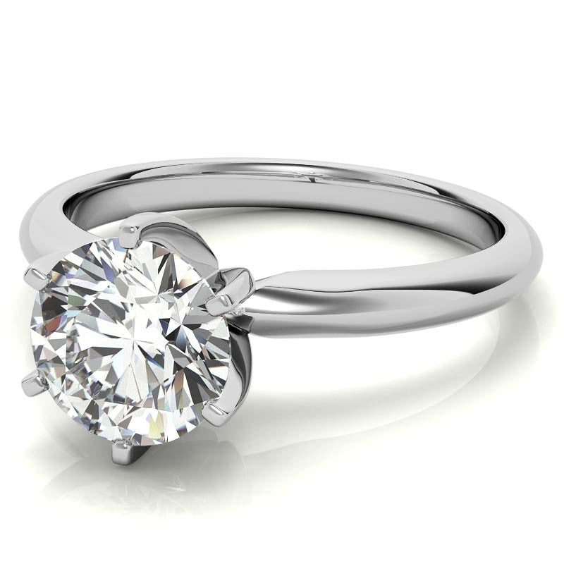 6-Prong Round Brilliant Moissanite Solitaire Ring