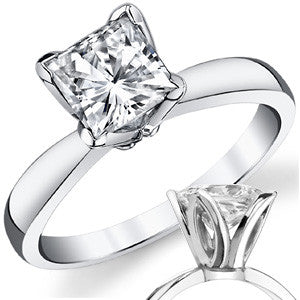 Princess cut Moissanite Tulipset Solitaire Ring