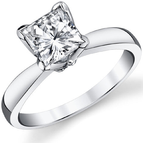 Princess cut Moissanite Tulipset Solitaire Ring