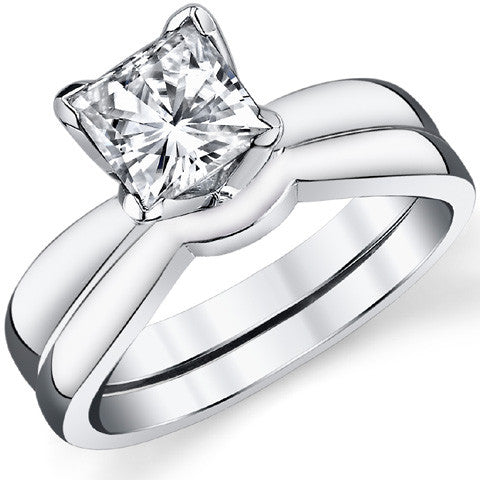 Princess cut Moissanite Tulipset Solitaire Ring