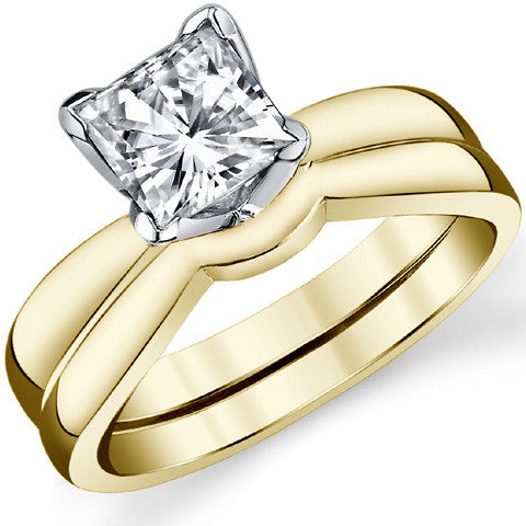 Princess cut Moissanite Tulipset Solitaire Ring