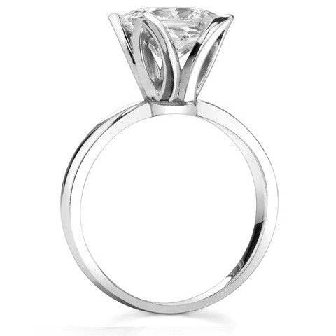 Princess cut Moissanite Tulipset Solitaire Ring