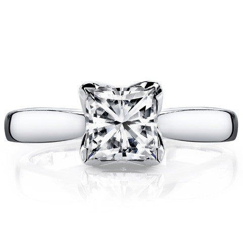 Princess cut Moissanite Tulipset Solitaire Ring