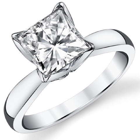 Princess cut Moissanite Tulipset Solitaire Ring