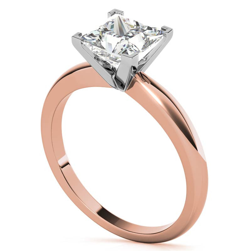 Princess cut Moissanite V-Prong Solitaire Ring