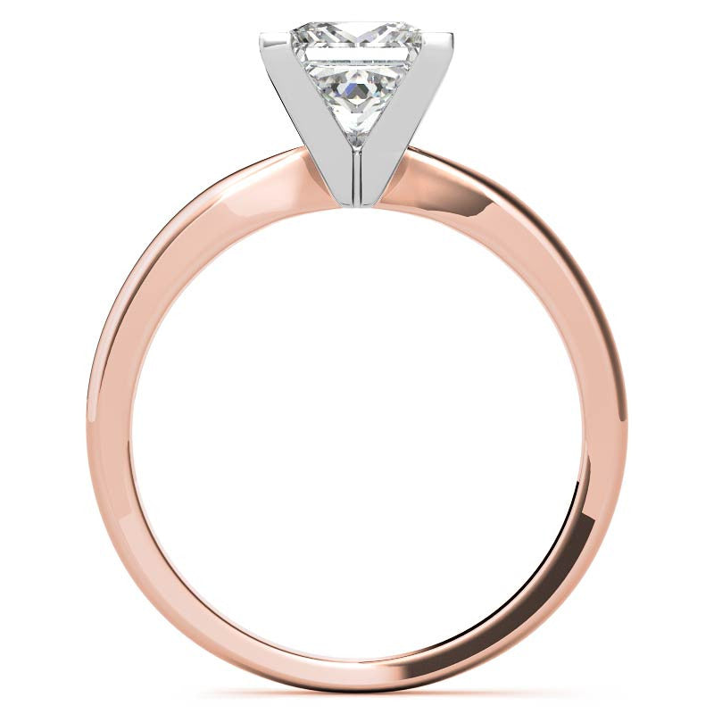Princess cut Moissanite V-Prong Solitaire Ring