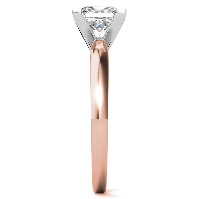 Princess cut Moissanite V-Prong Solitaire Ring