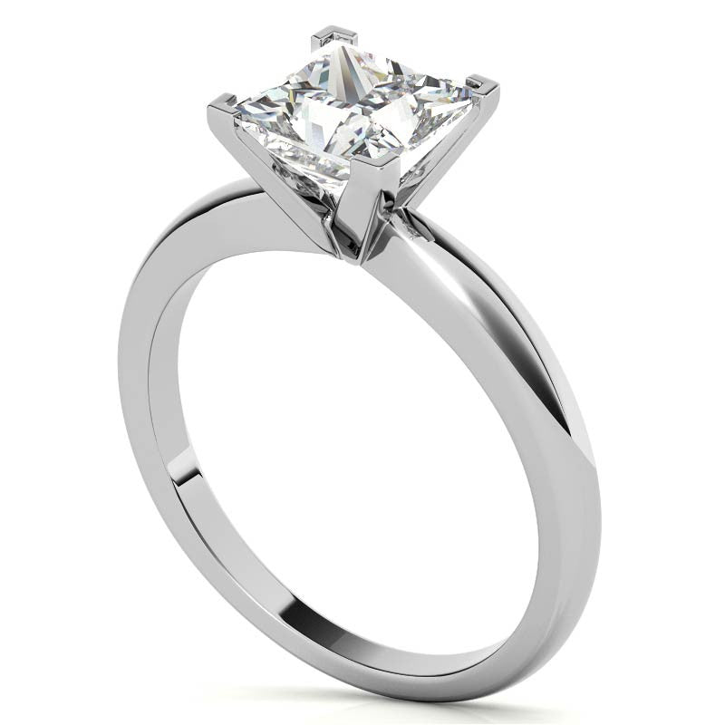 Princess cut Moissanite V-Prong Solitaire Ring