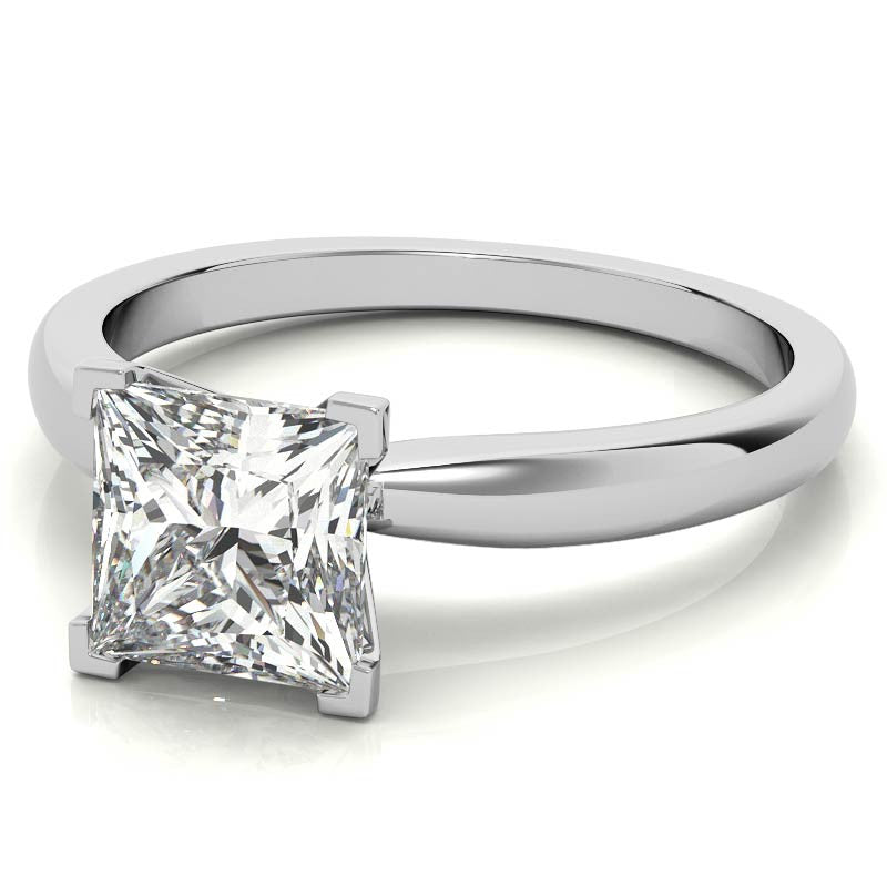 Princess cut Moissanite V-Prong Solitaire Ring