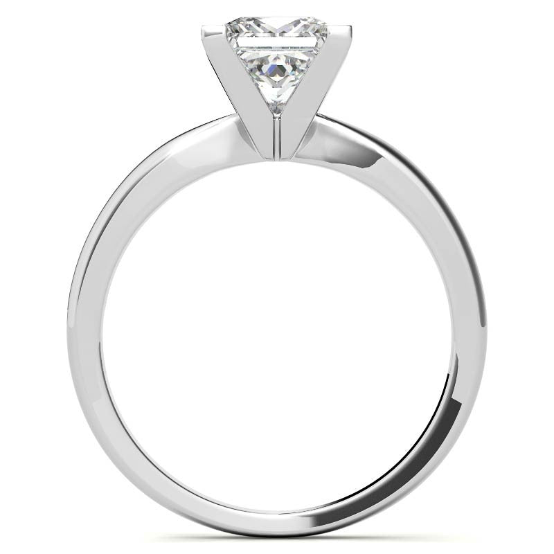 Princess cut Moissanite V-Prong Solitaire Ring