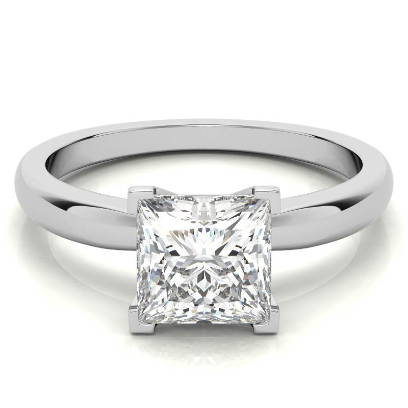 Princess cut Moissanite V-Prong Solitaire Ring