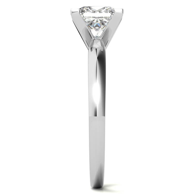 Princess cut Moissanite V-Prong Solitaire Ring