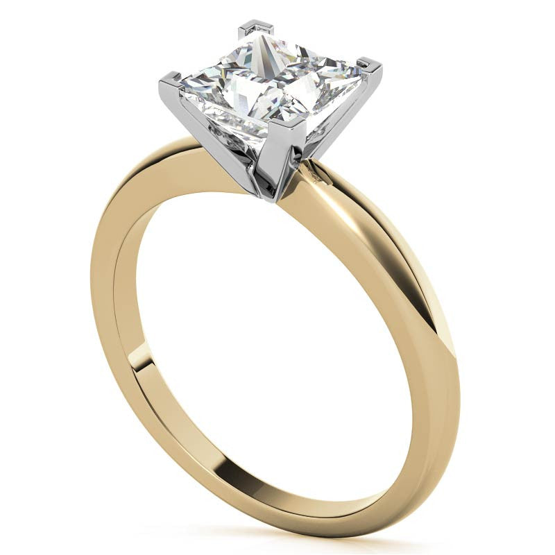 Princess cut Moissanite V-Prong Solitaire Ring