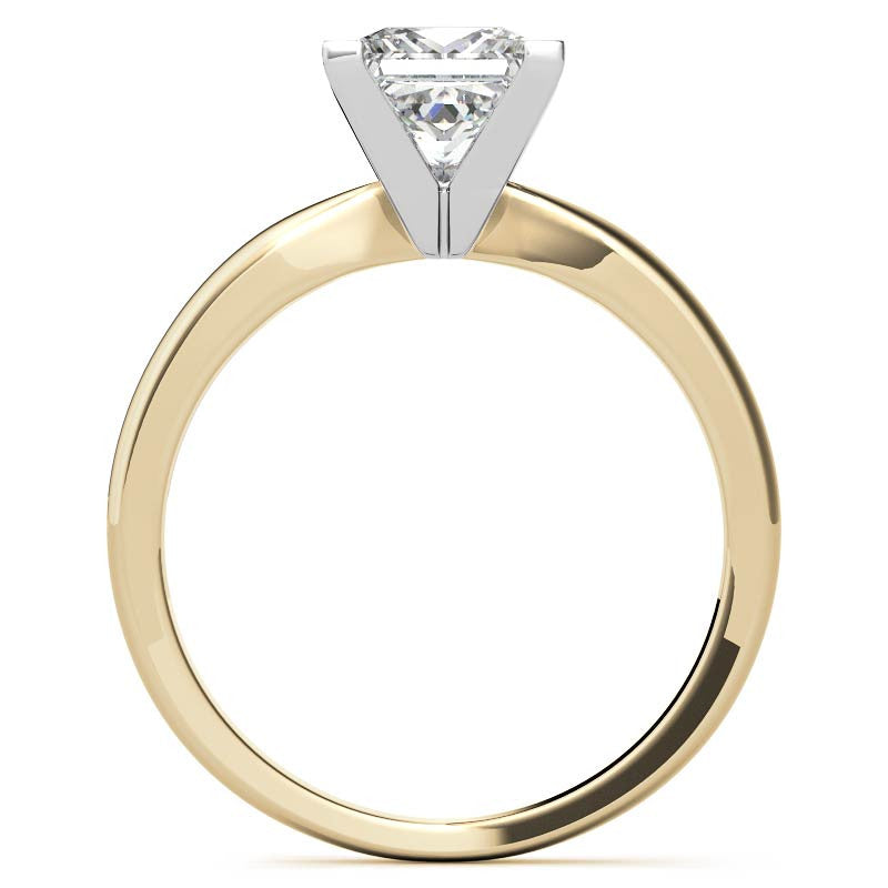 Princess cut Moissanite V-Prong Solitaire Ring