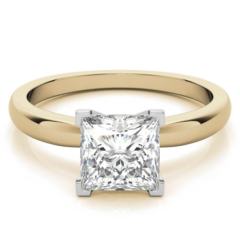 Princess cut Moissanite V-Prong Solitaire Ring