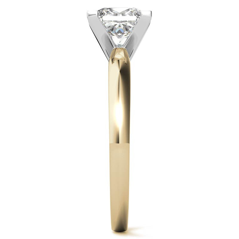 Princess cut Moissanite V-Prong Solitaire Ring