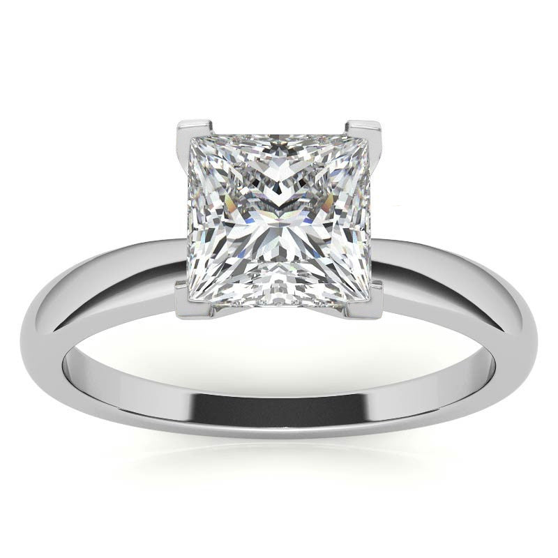 Princess cut Moissanite V-Prong Solitaire Ring