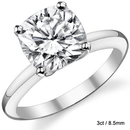 Cushion Moissanite 4-Prong Solitaire Ring